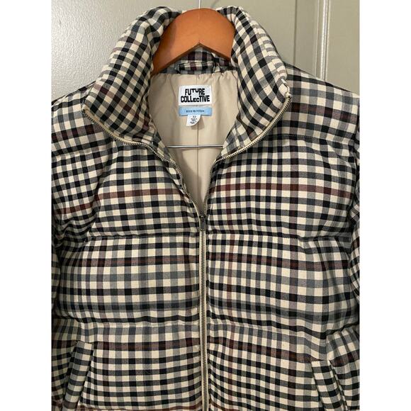 Future Collective Reese Blutstein Plaid Puffer Coat XS Checkered Zip Up Jacket - Picture 9 of 15